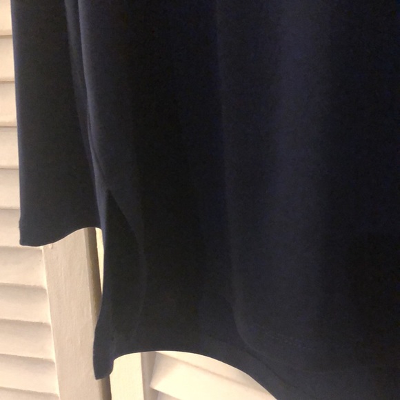 Michael Kors navy blue long sleeve blouse with gold zipper in front, size M - Picture 4 of 7